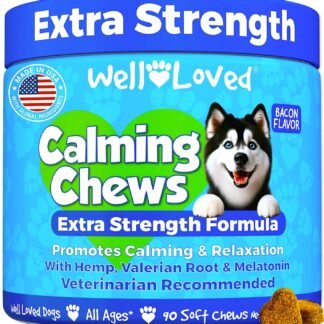 Calming Chews for Dogs - Dog Calm Treats, Made in USA, Vet Recommended, Behavior Support with Melatonin & Hemp, Stress, Separation, Fireworks, Travel, Extra Strength