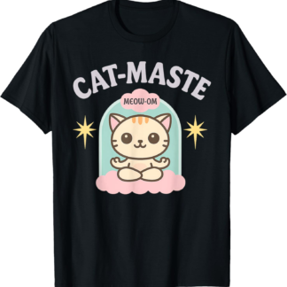 Cat Yoga Meditation Funny Zen Kitty Meow Om Design T-Shirt