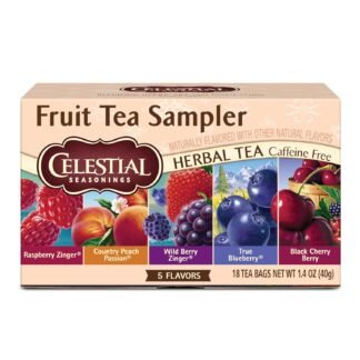 Celestial Seasonings Fruit Tea Sampler Herbal Tea Variety Pack, Caffeine Free, 18 Tea Bags Per Box