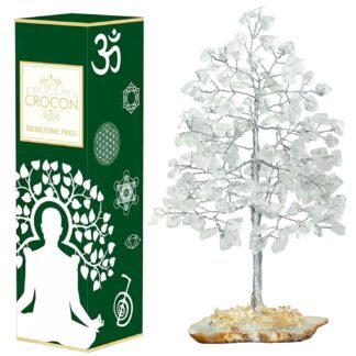 Clear Quartz Crystal Tree of Life - Geode Agate Slice Base, Chakra for Positive Energy, Handmade Gemstone, Feng Shui Decor - Good Luck Money Bonsai, Healing Stones, Spiritual Gift