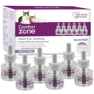 COMFORT ZONE 6 Pack MultiCat Diffuser Refills; Cat Calming Pheromones Help Anxiety; 30-day refills