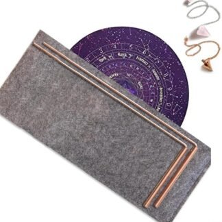 Copper Dowsing Rods Kit, 99.9% Copper Dowsing Rod Psychic And Divining Pendulum Plate Pad Kit, 2 Telescopic Probes, 2 Pendants, 1 Floor Mat For Divining, Gold,Yes/No Answers.
