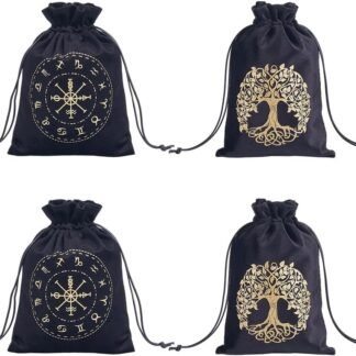 CREATCABIN 4 Packs Velvet Tarot Bag Tree of Life Tarot Rune Bag Constellation Packing Pouches Bag Protective Card Board Game Embroidery for Tarot Card Coin Crystal Pouch 7x5.1...