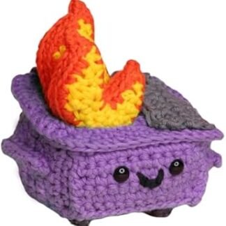 Crochet Dumpster Fire - Emotional Support Dumpster, Handmade Positive Crochet Dumpster Fire, Christmas Dumpster Fire Knitting Toy, Emotion Dolls Heartfelt Thank You Gift (Purple)