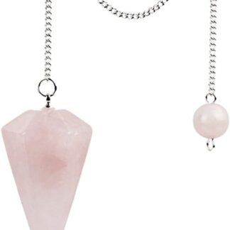 Crystal Pendulum Stone Healing Quartz 12 Facet Reiki Charged Bead End Free Pouch (Rose Quartz)