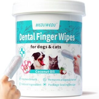 Dental Care Finger Wipes 60 Counts,Teeth Cleaning Finger Wipes for Dogs & Cats,Reduces Plaque & Supports Oral Freshness, Coconut Scent