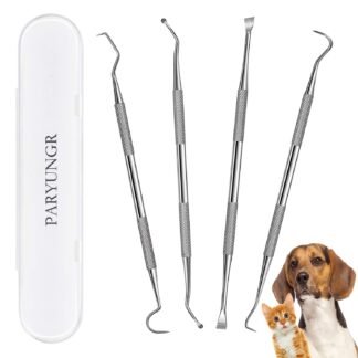 Dental Tools Pet Dog Teeth Cleaner Tool Kit, Stainless Steel Plaque Remover Dental Picks Tooth Tartar Scraper, Pets Oral Care Hygiene Set for Cats and Dogs Use with Case
