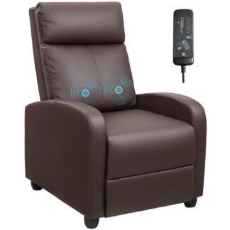 Devoko Massage Recliner Chair Home Theater Seating Pu Leather Modern Living Room Chair Furniture with Padded Cushion Reclining Sofa Chairs (Brown)