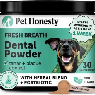 Dog Breath Freshener Dental Powder for Teeth Cleaning Plaque Off, Dental Care for Dogs, Tartar Remover for Teeth with Natural Herbal Blend + Postbiotics (Mint - 30 Servings)
