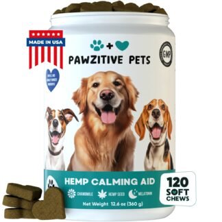 Dog Calming Chews for Anxiety Relief - Hemp Calming Chews for Dogs - 120 Soft Treats - Stress, Separation - USA Product - Melatonin, Passion Flower, Chamomile
