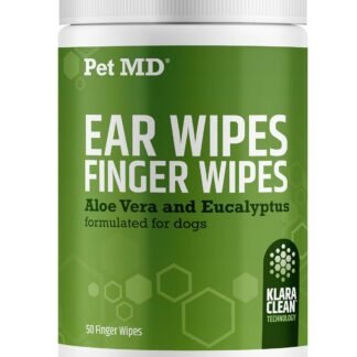 Dog Ear Cleaning Finger Wipes with Aloe Vera & Eucalyptus Oil – Veterinarian Formulated Pet Ear Wipes for Dog Ear Care – Made in USA – 50 Count