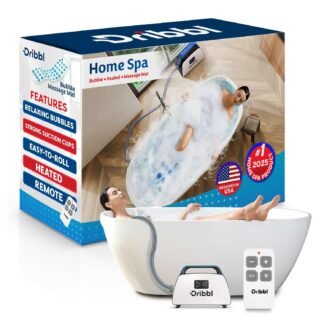 Dribbl Electric Bubble Massage Bathtub Mat – Non-Slip Full-Body Waterproof Hot Tub Spa Mat for Bath with Heater, Motorized Air Pump, and Remote Control, 6-Speed Adjustable...