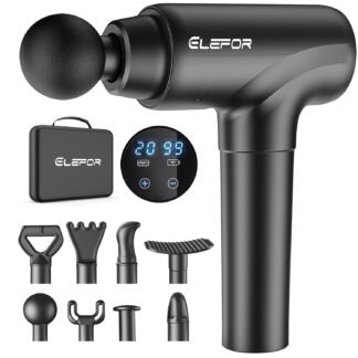 Elefor Massage Gun Deep Tissue,Percussion Back Massager Gun for Athletes Muscle Massage Gun for Pain Relief with 8 Massage Heads & 20 Speeds (Matte Black)