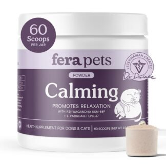Fera Pets Calming Supplement for Dogs & Cats with Probiotics, L-Theanine, and Ashwagandha - Supports Anxiety Relief - Promotes Relaxation - 60 Scoops