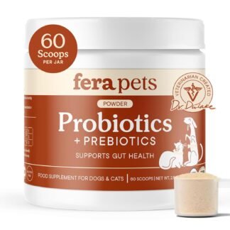 Fera Pets Probiotics for Dogs & Cats with Prebiotics - USDA Organic - Gut Health Powder Supplement with 12 Strains and 5 Billion CFUs - Supports Immunity, Energy and Skin & Coat...