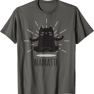 Funny Cat Namaste Yoga Poses Buddha Flower Symbol T-Shirt for Men Women