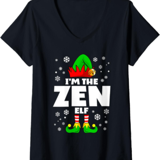 Funny Zen Elf Family Matching Group Happy Christmas V-Neck T-Shirt