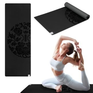 Gaiam Dry-Grip Yoga Mat - 5mm Thick Non-Slip Exercise & Fitness Mat for Standard or Hot Yoga, Pilates and Floor Workouts - Cushioned Support, Non-Slip Coat - 68 x 24 Inches