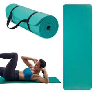 Gaiam Gaiam Essentials 2/5" Thick (10mm) Yoga & Pilates, Fitness & Exercise Mat with Easy-Cinch Carrier Strap Cusion Support For Fitness and Gym Workouts