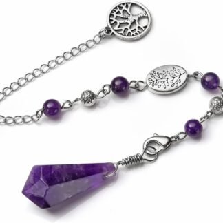 GEHECRST Amethyst Crystal Pendulum for Divination Natural Healing Crystal Stone Point Dowsing Pendulum Gemstone Pendulum Pendants for Wicca Witchcraft Energy Balancing...