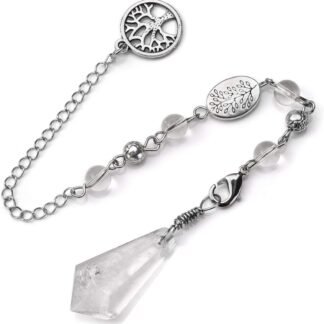 GEHECRST Clear Quartz Crystal Pendulum for Divination Natural Healing Crystal Stone Point Dowsing Pendulum Gemstone Pendulum Pendants for Wicca Witchcraft Energy Balancing...