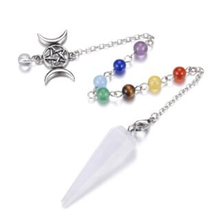 GEHECRST Natural Clear Quartz Crystal Pendulum for Divination Hexagonal Chakra Healing Crystal Pointed Quartz Stone Dowsing Pendulum Crystal for Wicca Withcraft Crystal...