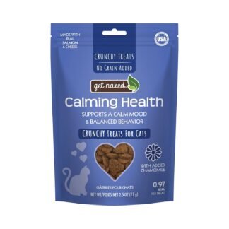 Get Naked Cat Calming Treats | Crunchy Salmon & Cheese Flavor | Feline Anxiety Relief & Stress Control | Grain-Free Cat Calming Product | Made in USA 2.5 oz