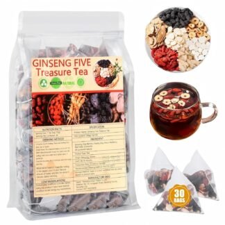 Ginseng Five Treasures Kidney Tea, Traditional Chinese Herbal TeaBags, Natural Organic Kidney Cleanse Detox TeaBag for Women & Men, 5 Precious Ingredients Formula ((1 Pack/30...