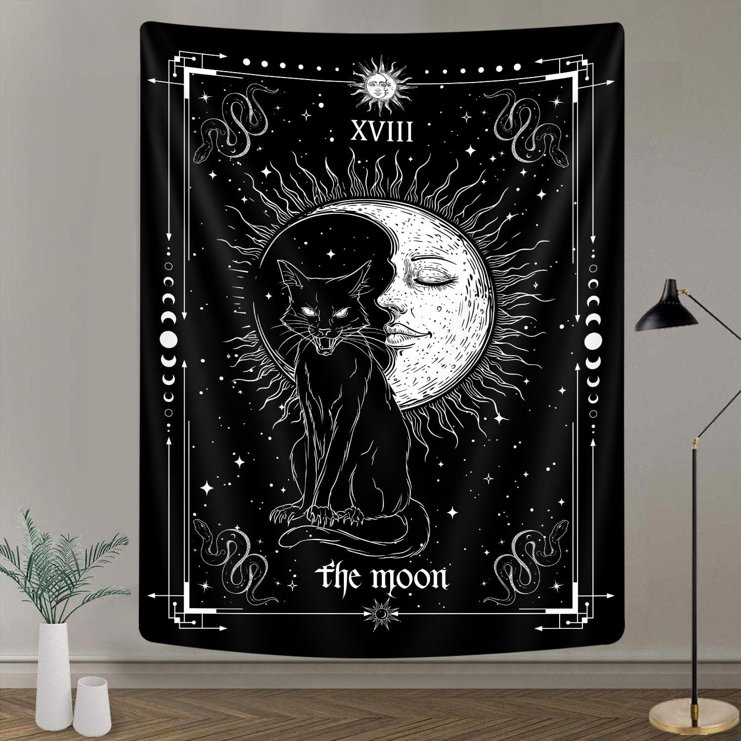 Gothic Black Cat Vertical Tapestry Witchy Black and White Tarot Card Wing Bat Cat Cool Tapestries for Men Moon Phases Aesthetic Anime Witchcraft Satanic Art Tapestry Wall - lunas-mystic-emporium.com Gothic Black Cat Vertical Tapestry, Witchy Black and White Tarot Card Wing Bat Cat Cool Tapestries for Men, Moon Phases Aesthetic Anime Witchcraft Satanic Art Tapestry Wall...