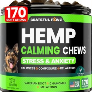 Grateful Pawz Hemp Calming Chews for Dogs - Dog Calming Chews - 170 Anxiety Relief Treats with Hemp Oil - Sleep Aid - Advanced Health Joint Support Supplement - Health & Wellness