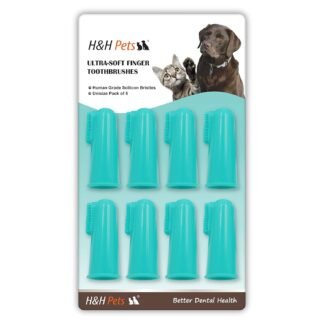 H&H Pets Dog Finger Toothbrushes - Professional Pet Finger Dental Brush Set for Dogs Puppies Cats, Soft Bristles, Size Small 4 Count-Silicon