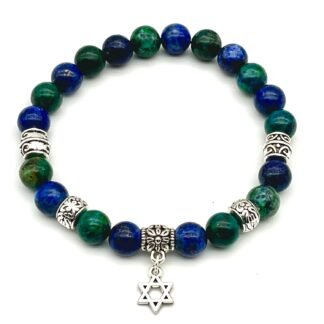 Handmade 8mm Eilat Stone and Silver Star of David Jewish Star Meditation Bracelet