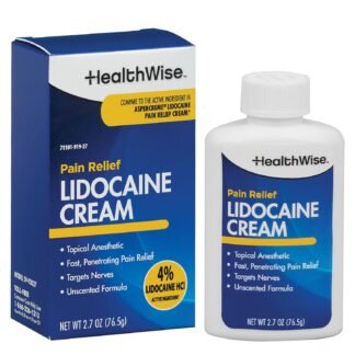 HealthWise Maximum OTC Strength Lidocaine Cream | Numbs Away Pain | Long-Lasting Relief | Non-Greasy | 2.7 Oz | Unscented Formula | Topical Anesthetic