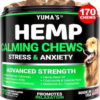 Hemp Calming Chews for Dogs - Advanced Dog Calming Chews - 170 Chews - Anxiety Relief Treats - Separation Aid, Barking, Stress Relief, Thunderstorms - Melatonin - Hemp Oil -...