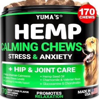 Hemp Calming Chews for Dogs - Advanced Dog Calming Chews - 170 Treats - Anxiety Relief Treats - Hemp Oil - Separation Aid, Stress, Hip and Joint Supplement for Canine Health...