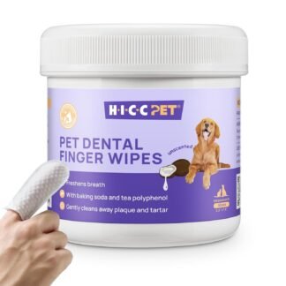 HICC Pet Teeth Cleaning Wipes for Dogs & Cats, Vet-Recommended Remove Bad Breath & Plaque & Tartar Buildup Dog Finger Toothbrush Wipes, Dog Tooth Brushing Kit Remove Stain & Gum...