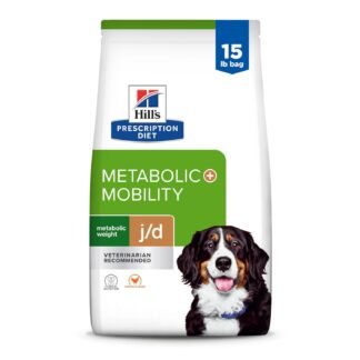 HILL'S PRESCRIPTION DIET Metabolic + Mobility, Weight + j/d Joint Care Chicken Flavor Dry Dog Food, Veterinary Diet, 15 lb. Bag