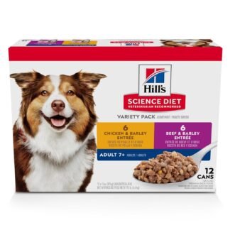 Hill's Science Diet Adult 7+, Senior Adult 7+ Premium Nutrition, Wet Dog Food, Variety Pack: Chicken & Barley; Beef & Barley Loaf, 13 oz Can Variety Pack, Case of 12