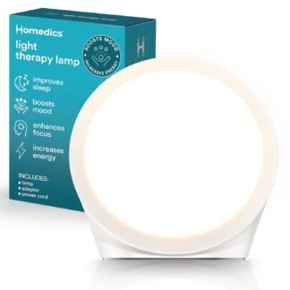 Homedics Light Therapy Lamp,10,000 Lux, UV-Free, Full Spectrum LEDs for Improved Sleep, Boosted Mood & Increased Energy, Adjustable Color Temperature, 6 Timer Settings, Compact...