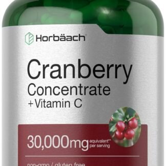 Horbäach Cranberry Concentrate Extract Pills + Vitamin C | 30,000mg | 120 Capsules | Supplement for Women and Men | Triple Strength Ultimate Potency Formula | Non-GMO and Gluten...