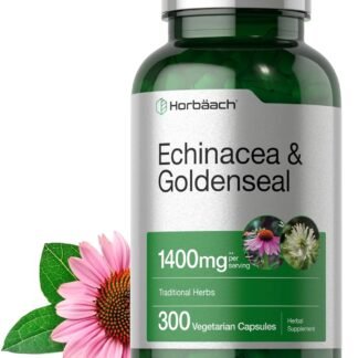Horbäach Echinacea Goldenseal Capsules | 1400mg | 300 Count | Vegetarian, Non-GMO, Gluten Free Extract Supplement