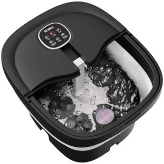 HOSPAN Collapsible Foot Spa Electric Rotary Massage, Foot Bath with Heat, Bubble, Remote, and 24 Motorized Shiatsu Massage Balls. Pedicure Foot Spa for Feet Stress Relief - FS02A