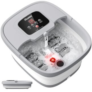 HOSPAN Collapsible Foot Spa with Heat, Bubble, Red Light, and Temperature Control, Foot Bath Massager with 8 Shiatsu Massage Rollers, Pedicure Foot Spa for Relaxation and Stress...