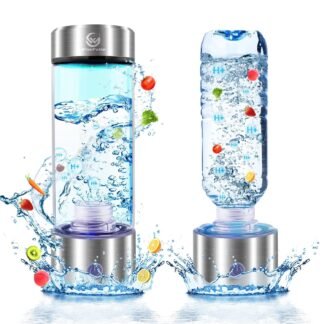 Hydrogen Water Bottle Generator, Up to 2300+PPB, 15OZ Upgrade Hydrogen Water Bottle - SPE PEM Tech, Rechargeable Hydrogen Rich Water Glass Bottle, Portable Hydration & Healthy Gift