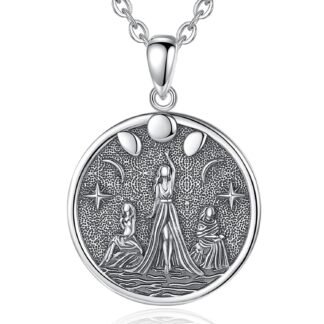 INFUSEU Mystical Witchy Gifts for Women, Pentagram Witches Knot Triple Moon Goddess Lilith Hecate Phoenix Necklaces