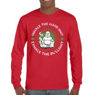 Inhale Good Shit Exhale Bullshit Men's T-Shirt Zen Buddha Smoking Funny Stoner Weed Cannabis 420 Marijuana THC Men's Tee