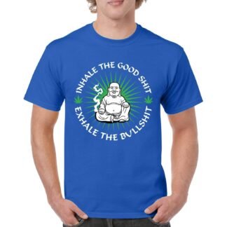 Inhale Good Shit Exhale Bullshit Men's T-Shirt Zen Buddha Smoking Funny Stoner Weed Cannabis 420 Marijuana THC Men's Tee