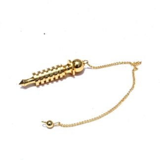 Jet International Crystal 6 Plate Ring Brass Plated Metal Isis Pendulum Healing Dowsing 8 inch long chain + 2 inch long Pendulum Brass