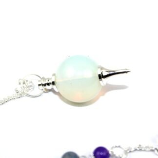Jet Opalite Ball Pendulum Chakra Chain Handcrefted Reiki Healing Agate Healing Crystals and Stones - Crystal Energy - Reiki Supplies - Celtic Pendulum - Spiritual Gift