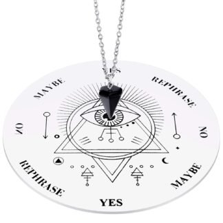 Jetec Wooden Pendulum Board Dowsing Divination Pendulum Witchcraft Altar Supplies with Crystal Necklace and Metaphysical Message Board Kit, 3.9 Inch(White)